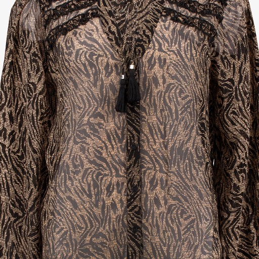 Dames blouse met dierenprint bruin