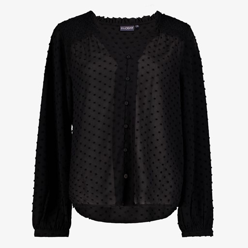 Semi-transparante dames blouse zwart