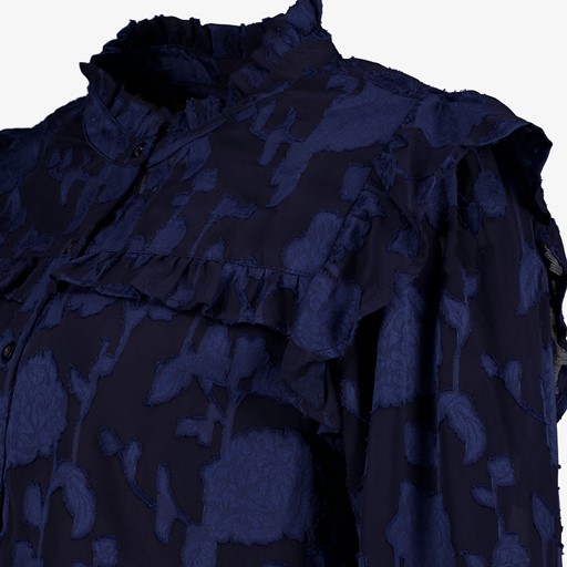 Dames blouse met bloemenprint blauw