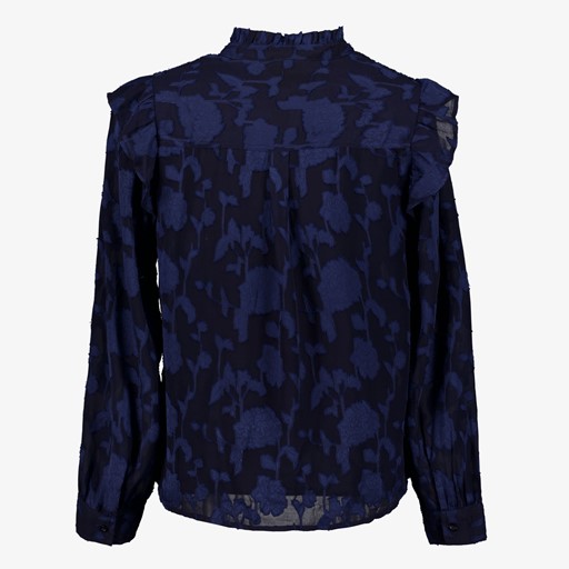 Dames blouse met bloemenprint blauw
