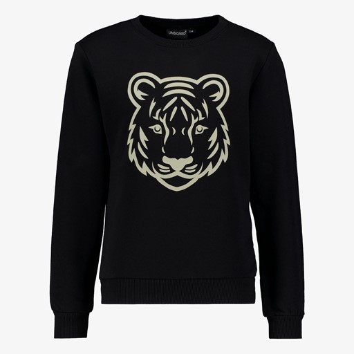 Jongens sweater met tijgerkop zwart