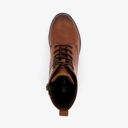 Leren dames veterboots cognac