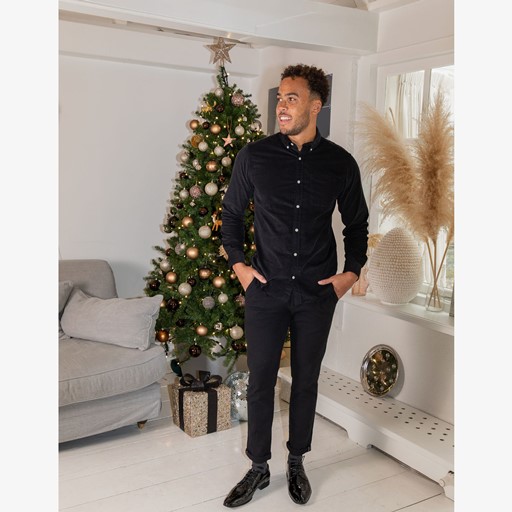 Corduroy overhemd zwart