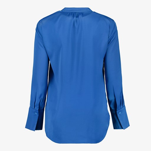 Satijnachtige dames blouse kobalt blauw