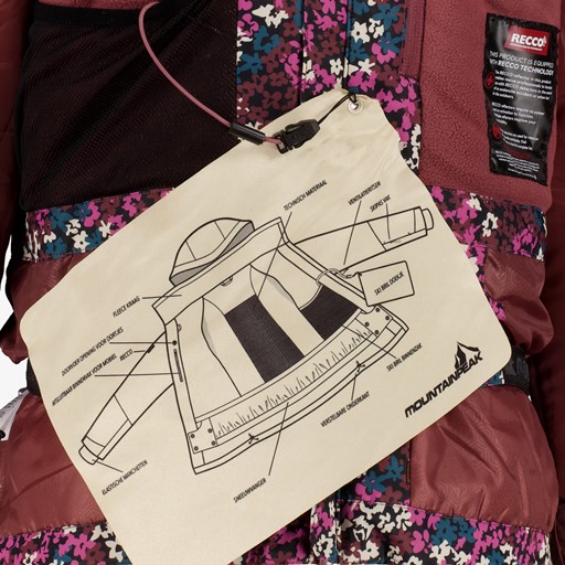 Kinder ski-jas met bloemetjes roze