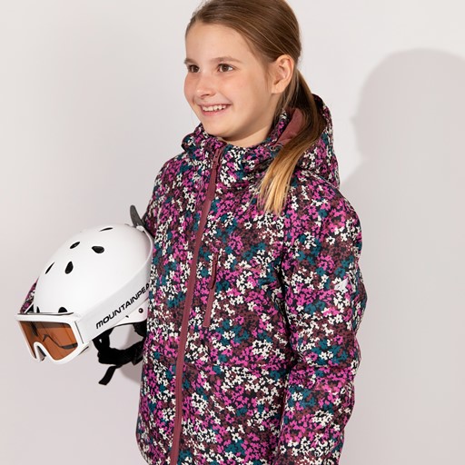 Kinder ski-jas met bloemetjes roze