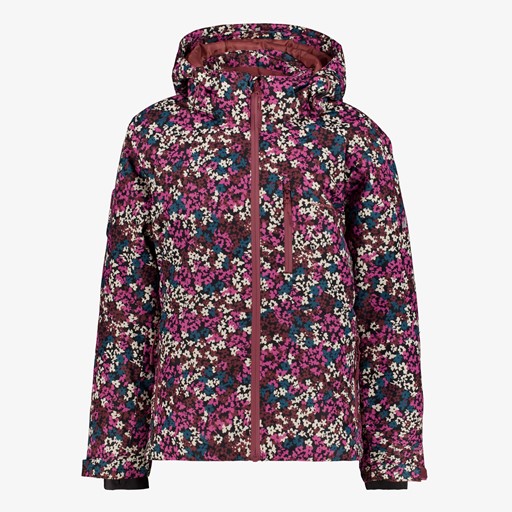 Kinder ski-jas met bloemetjes roze
