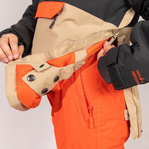 Kinder anorak ski-jas zwart beige