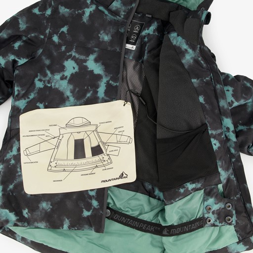 Kinder ski-jas met print zwart blauw