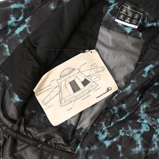 Heren ski-jas met print zwart blauw