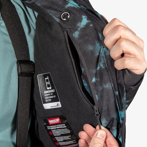 Heren ski-jas met print zwart blauw