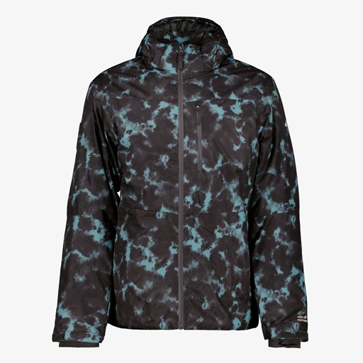 Heren ski-jas met print zwart blauw