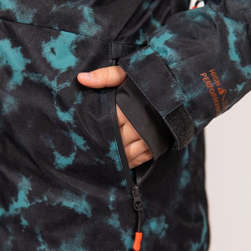 Kinder ski-jas met print zwart blauw