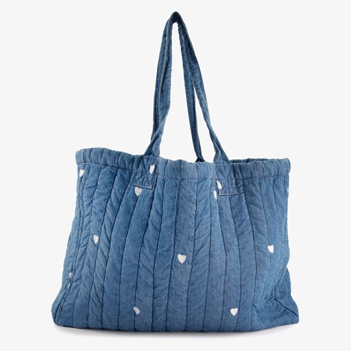 Dames schoudertas blauw met hartjes