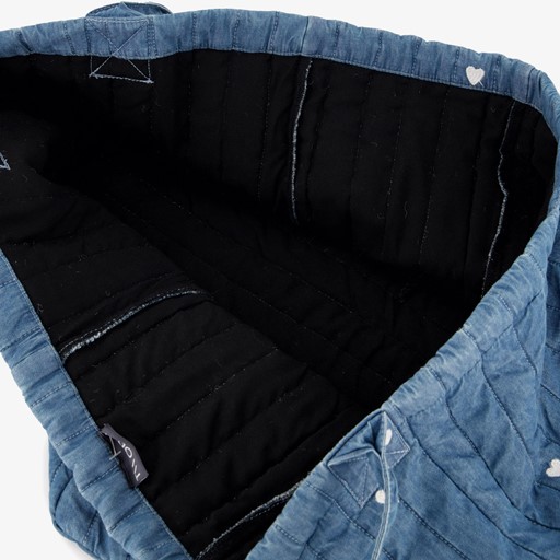 Dames schoudertas blauw met hartjes