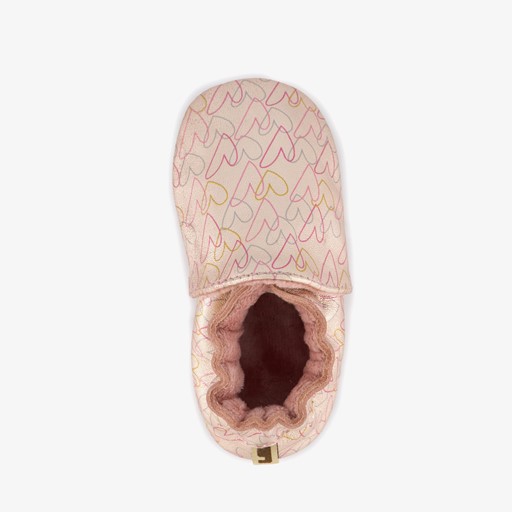 Leren babyschoenen roze met hartjes