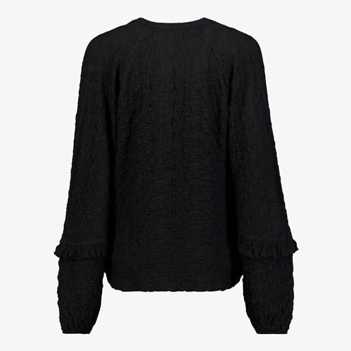 Dames blouse met ruches zwart