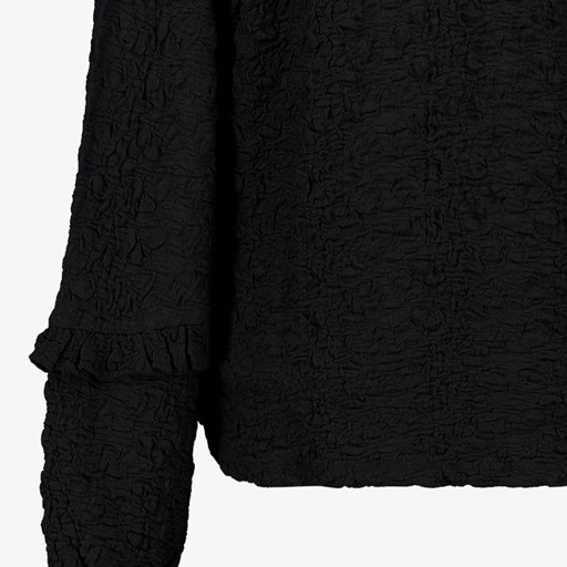 Dames blouse met ruches zwart