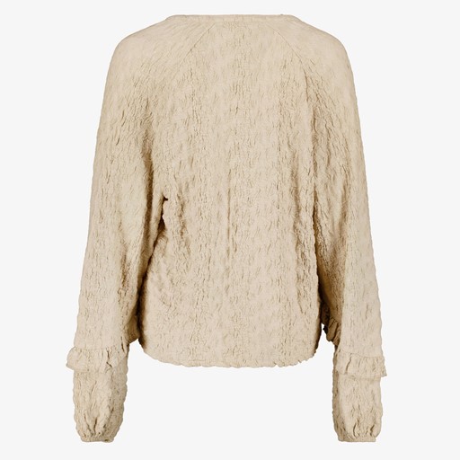 Dames blouse met ruches beige