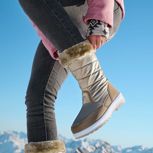 Gevoerde dames snowboots goud