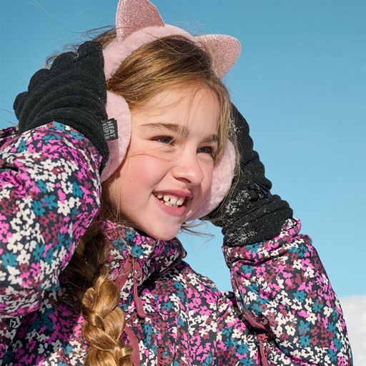 Fluffy meisjes oorwarmer met oortjes roze