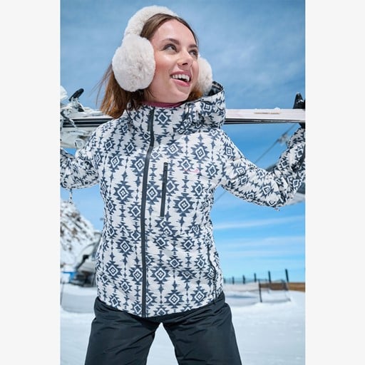 Dames ski-jas met print zwart wit