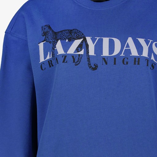 Dames sweater blauw met opdruk