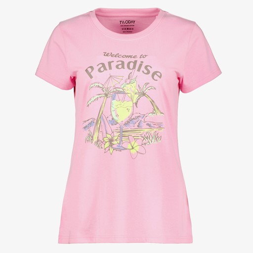 Dames T-shirt met cocktail roze