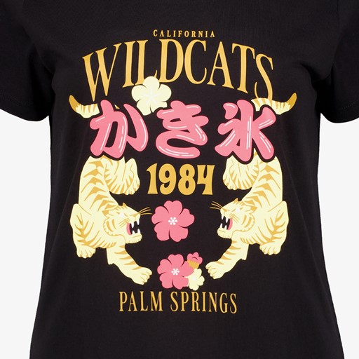 Dames T-shirt met tijgers zwart