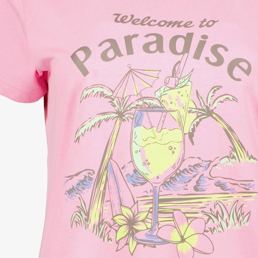 Dames T-shirt met cocktail roze