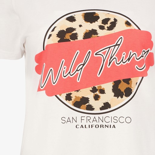 Dames T-shirt met luipaardprint wit