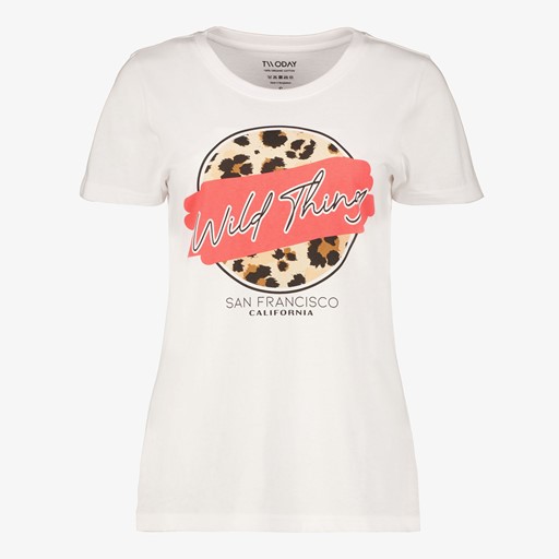Dames T-shirt met luipaardprint wit