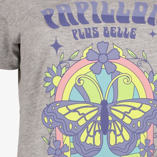 Dames T-shirt met vlinder grijs