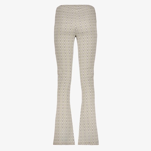 Dames flared broek met print beige groen