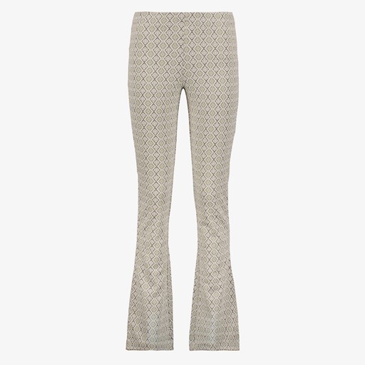 Dames flared broek met print beige groen