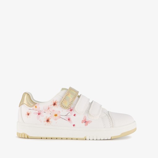 Meisjes sneakers wit met bloemen
