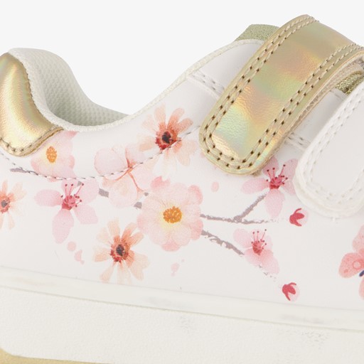 Meisjes sneakers wit met bloemen