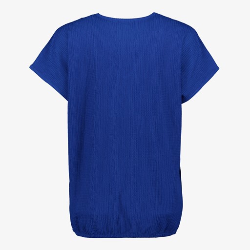 Dames T-shirt met structuur kobalt blauw