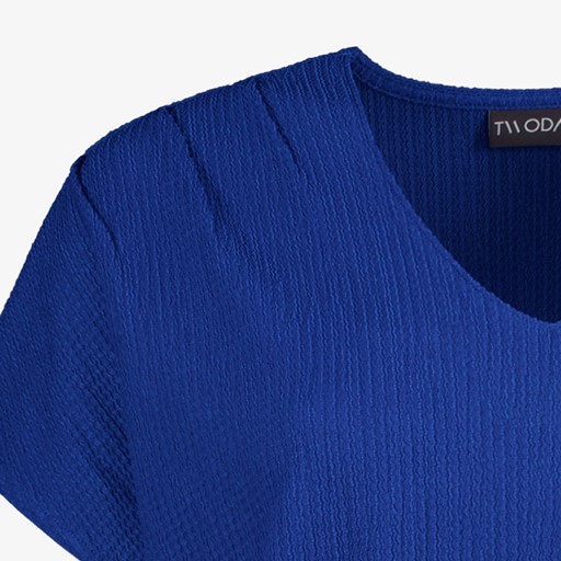 Dames T-shirt met structuur kobalt blauw