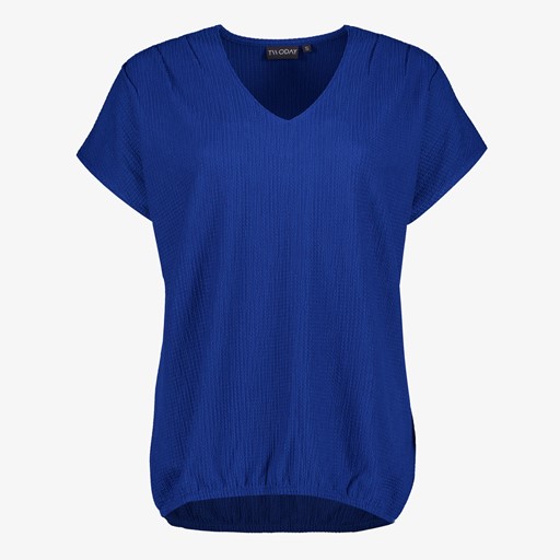 Dames T-shirt met structuur kobalt blauw