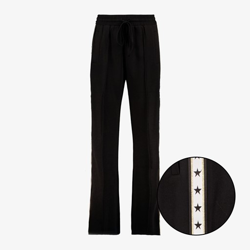 Wide leg broek met bies en sterren zwart