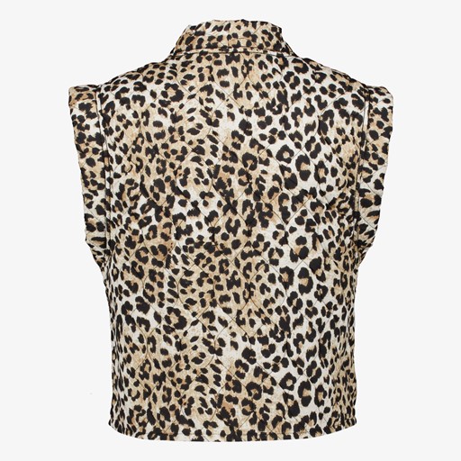 Dames gilet met strikjes luipaardprint