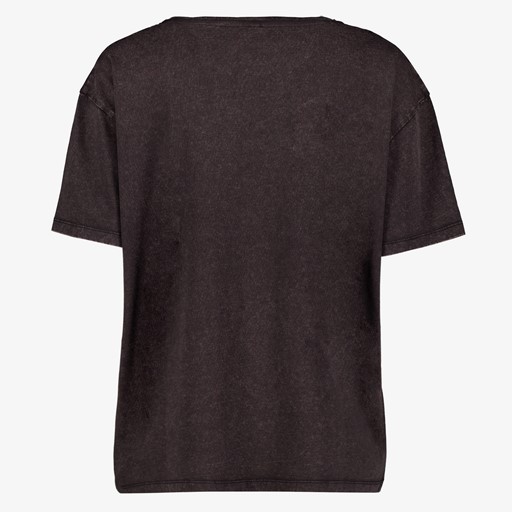 Oversized dames T-shirt acid wash zwart