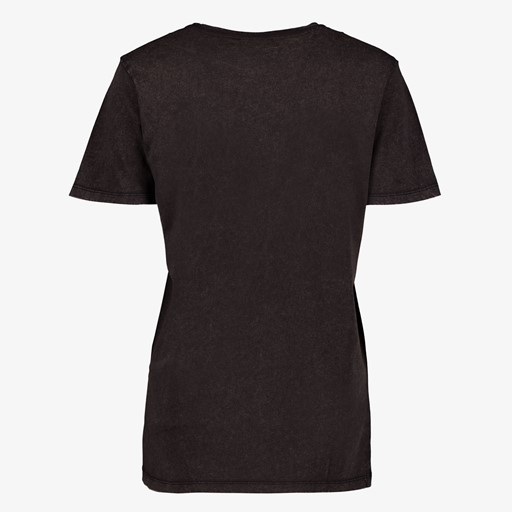 Dames T-shirt acid wash zwart met print