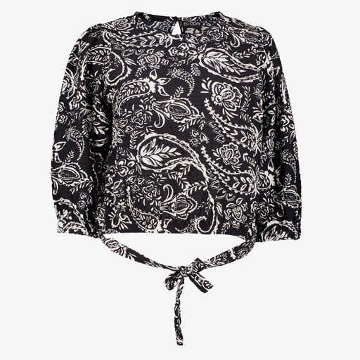 Dames blouse met paisley print zwart wit