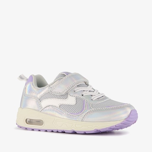Meisjes sneakers metallic zilver paars