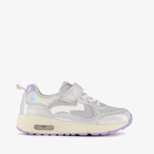 Meisjes sneakers metallic zilver paars