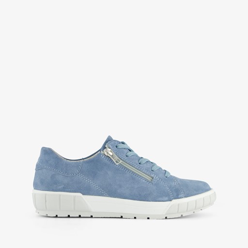 Suede dames sneakers lichtblauw