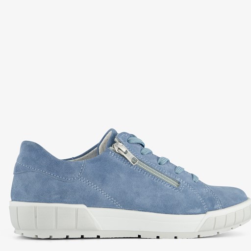 Suede dames sneakers lichtblauw