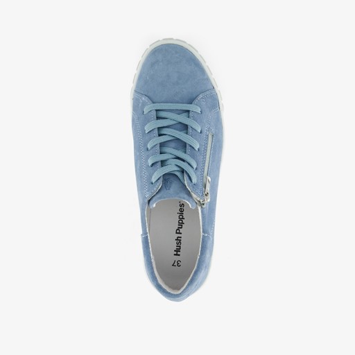 Suede dames sneakers lichtblauw